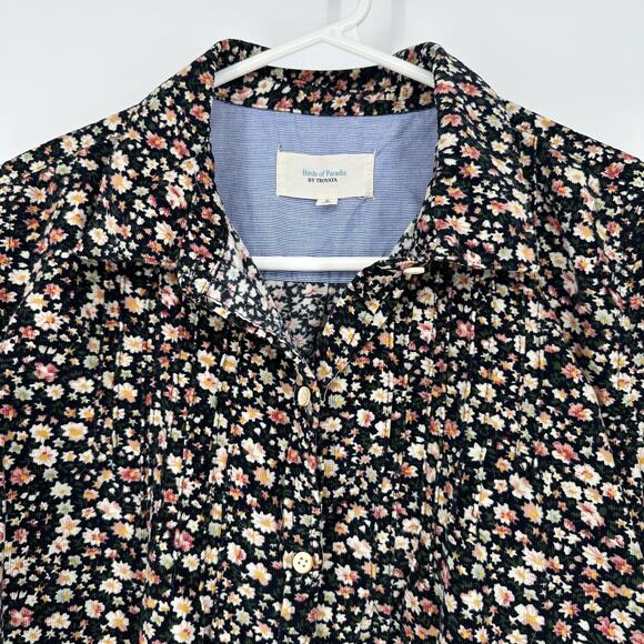 Birds of Paradis Trovata Shirt Womens Small Floral Corduroy Button Up Top - Picture 2 of 10